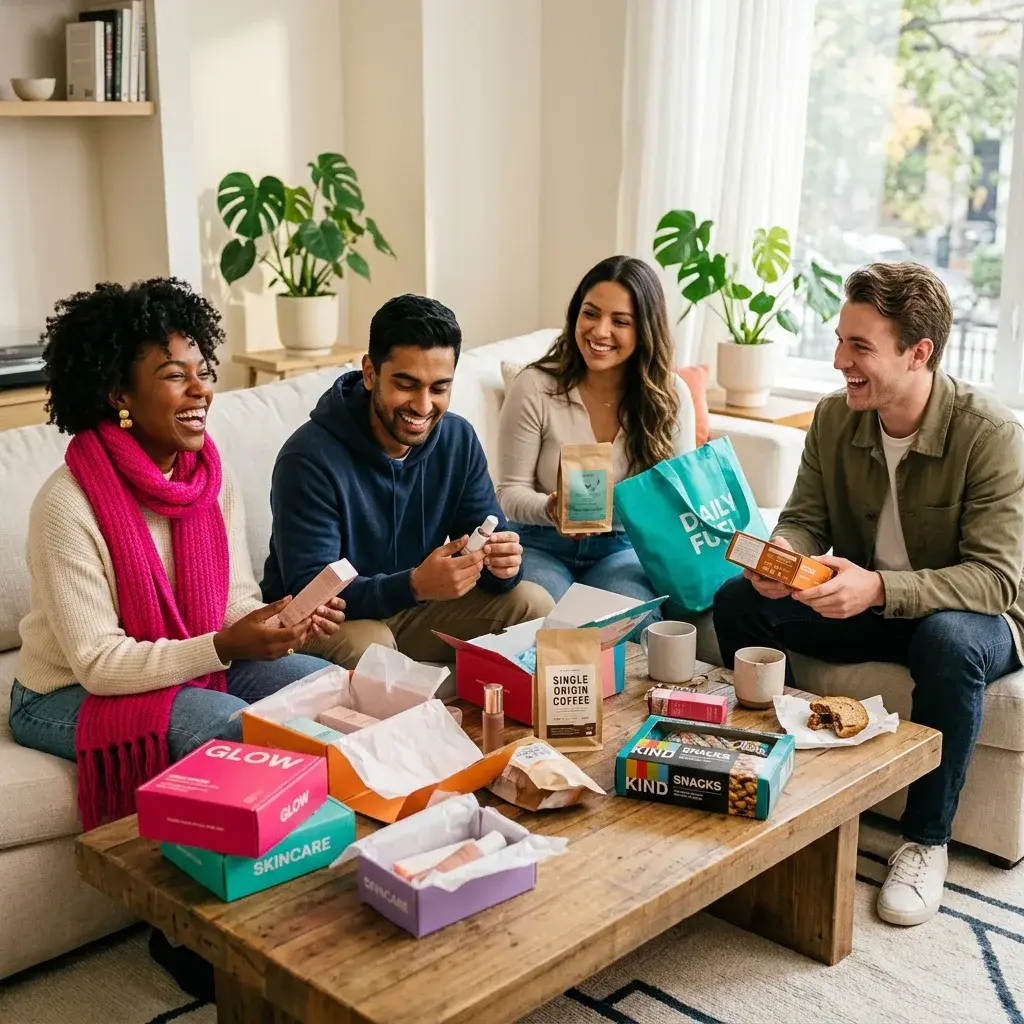 People unboxing products at home